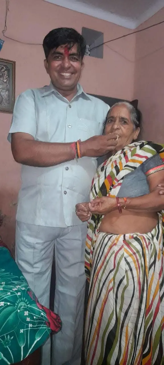 Dr. Avadhesh Kaushik with his mother